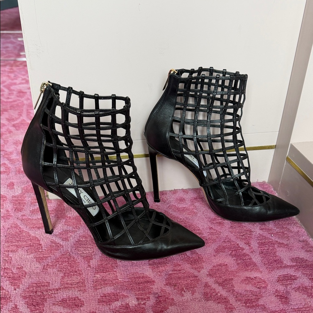 Jimmy Choo Black Cage Heels - Picture 3 of 9